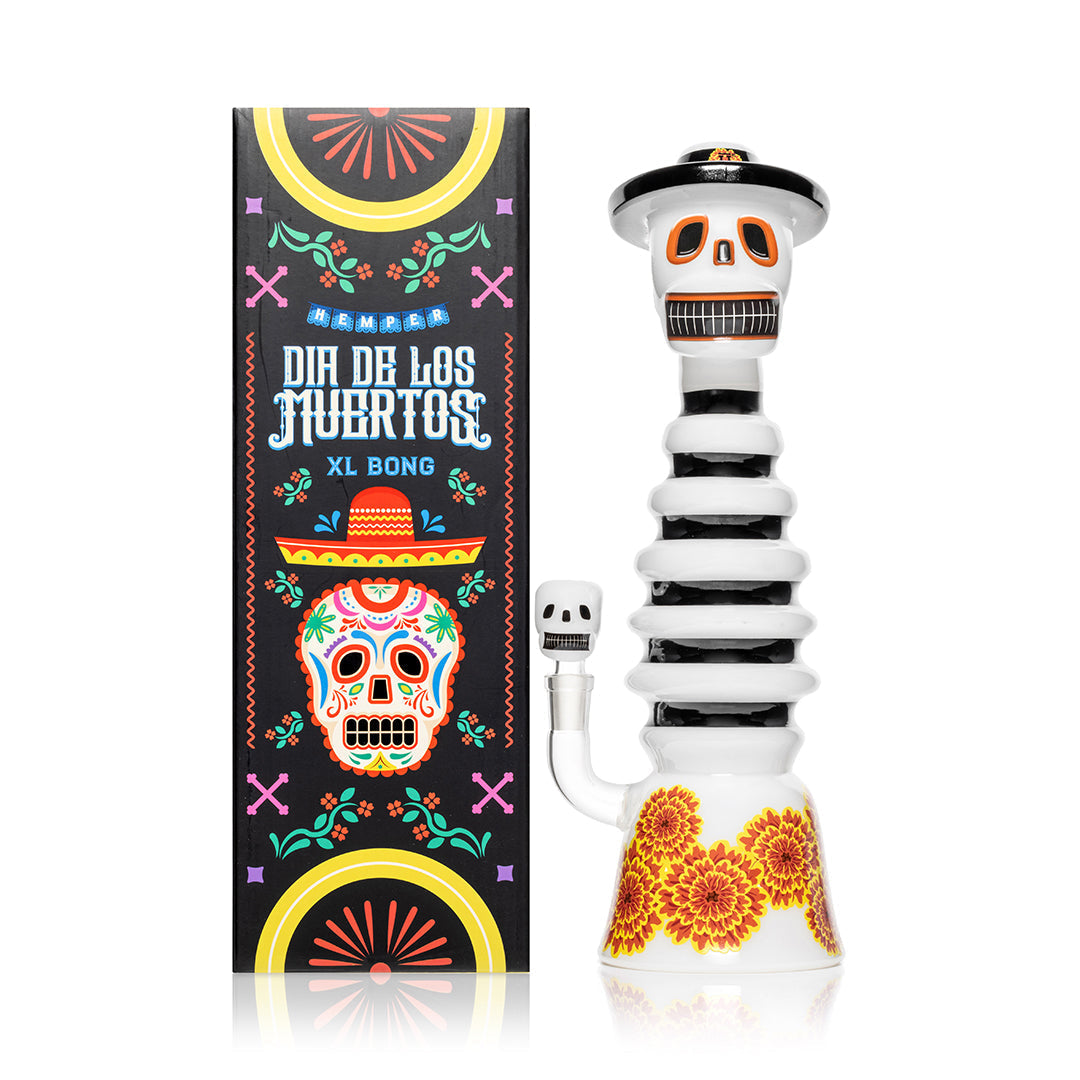 HEMPER Dia De Los Muertos XL Bong 13.2" | Skull Glass Water Pipe
