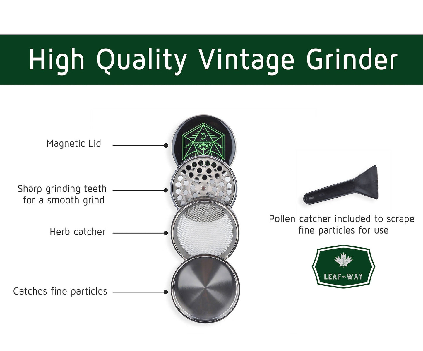 Vintage Stash Box Bundle - Ancient Symbol Design - Grinder - Rolling Tray - Airtight & UV Protecting Glass Jar - Accessory Gift Kit - Secure Storage Box - Lock & Key - Leaf-Way Brand Accessories_2