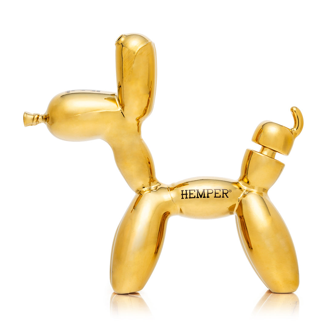HEMPER Balloon Dog XL Bong 7.6" | Gold Electroplated Glass Art