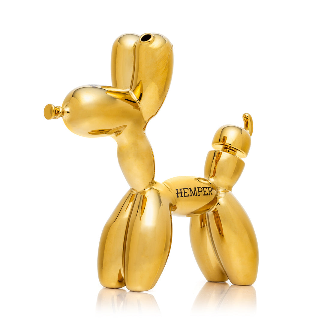 HEMPER Balloon Dog XL Bong 7.6" | Gold Electroplated Glass Art