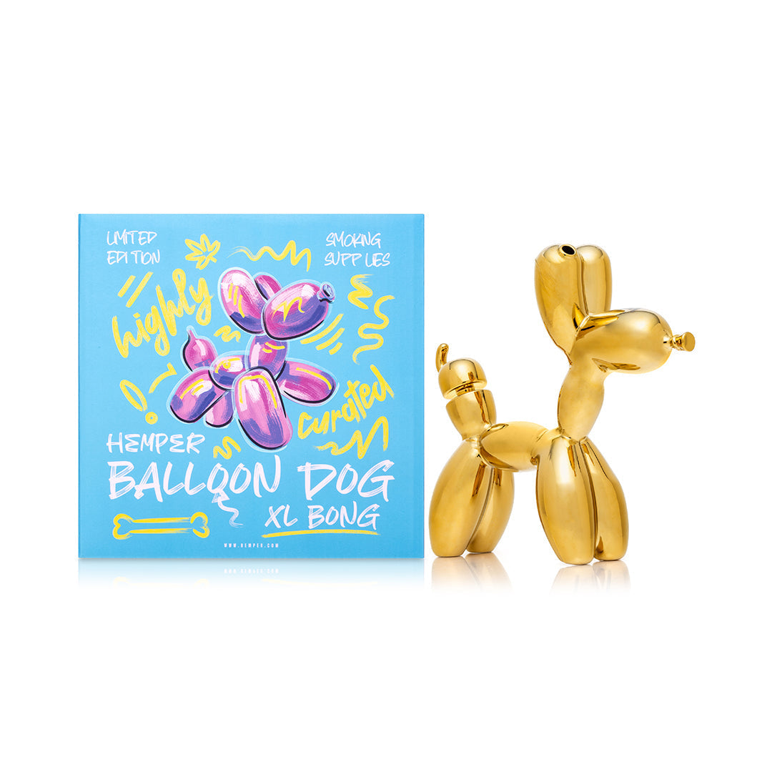 HEMPER Balloon Dog XL Bong 7.6" | Gold Electroplated Glass Art