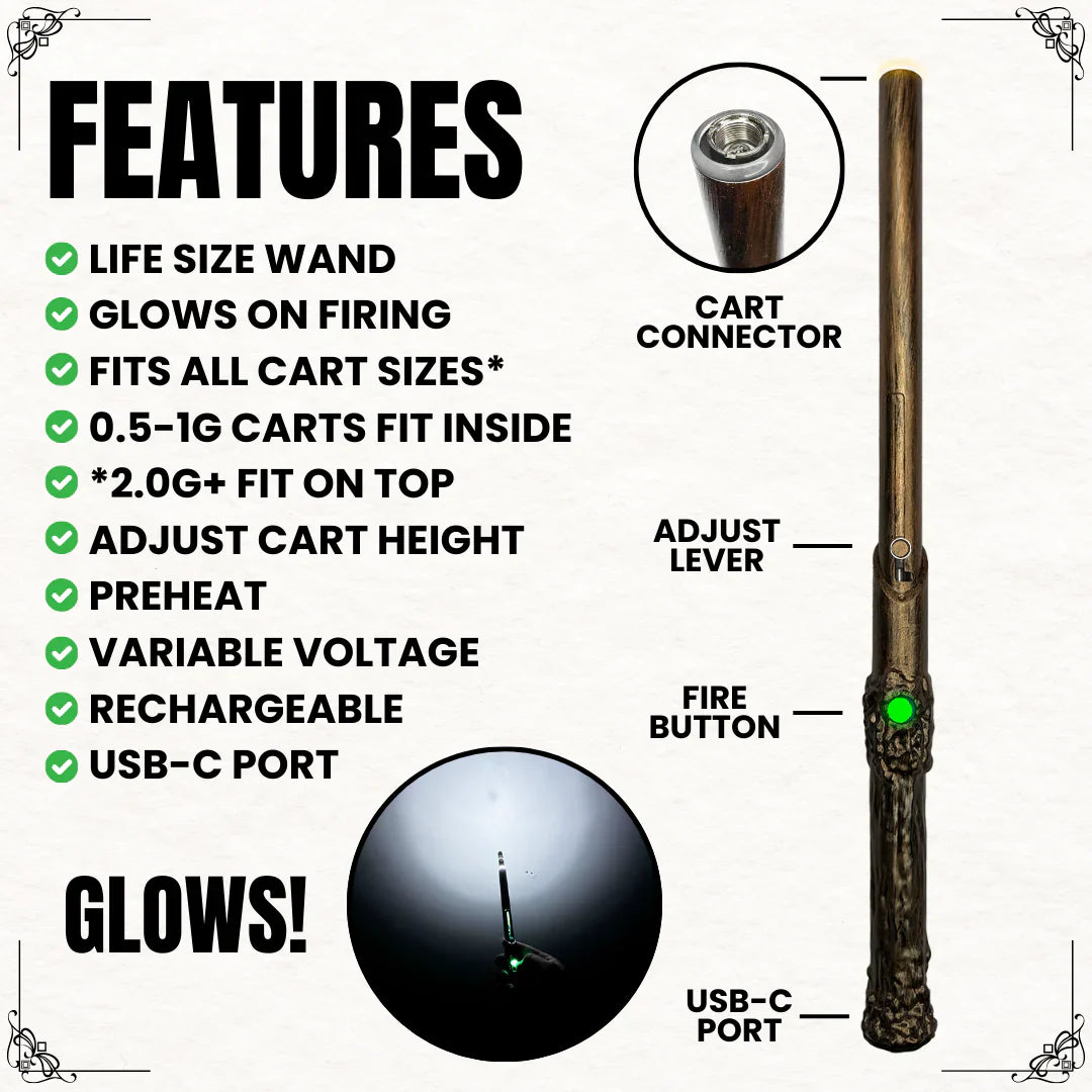 Wandjamin Cart Battery with LED Light & Slide to Hide Feature - Bumpin' Cannabinoids
